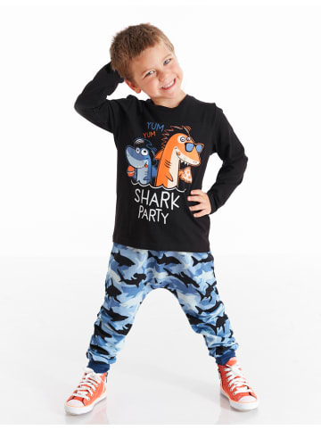 Deno Kids 2-delige outfit "Shark Party" zwart/blauw