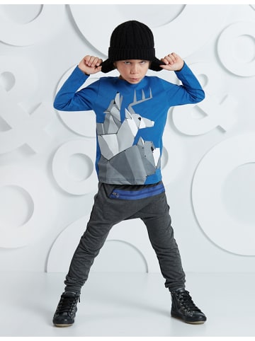 Deno Kids 2-delige outfit "Wild Friends" blauw/antraciet