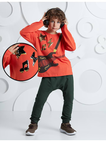 Deno Kids 2-delige outfit "Gitarist" oranje/donkergroen