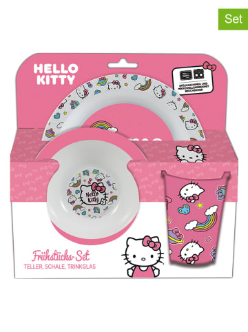 Hello Kitty 3tlg. Frühstücksset "Hello Kitty" in Pink/ Weiß
