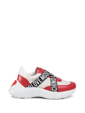 Love Moschino Sneakersy w kolorze kremowo-czerwono-czarnym