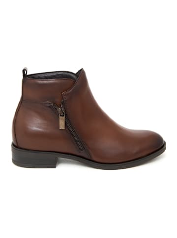 Leder-Ankle-Boots in Braun