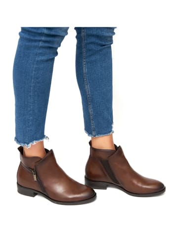 Leder-Ankle-Boots in Braun