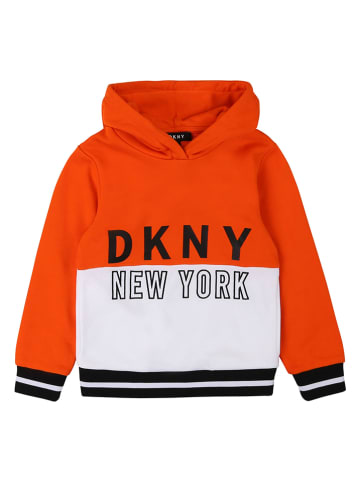 DKNY Bluza w kolorze pomarańczowo-białym