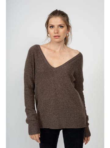 Just Cashmere Kaszmirowy sweter "Cassie" w kolorze szarobrązowym