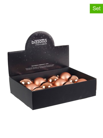 Bizzotto 12-delige set: kerstballen bronskleurig - Ø 8 cm