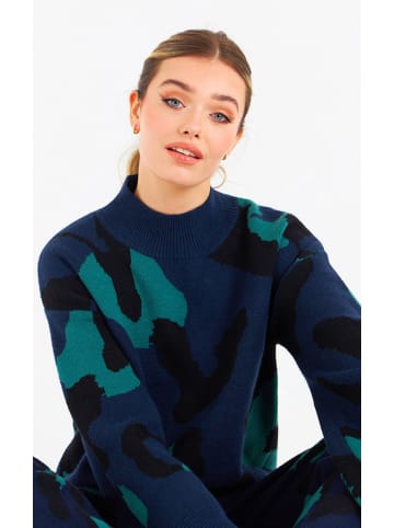 Zibi London Sweter w kolorze granatowym ze wzorem