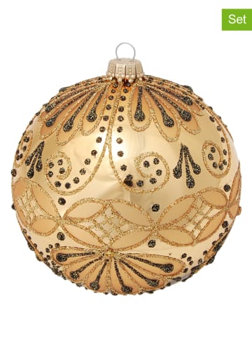 Krebs Glas Lauscha Kerstballen goudkleurig - 4 stuks