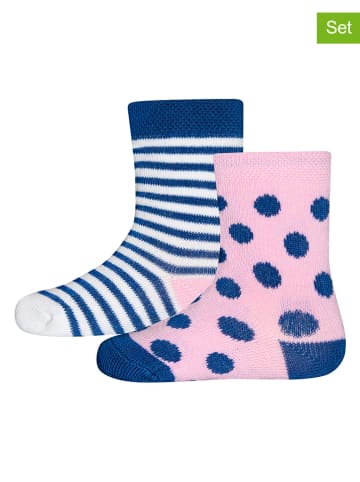 Sanetta 2-delige set: sokken donkerblauw/lichtroze