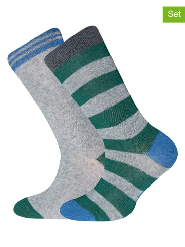 Sanetta 2-delige set: sokken grijs/groen