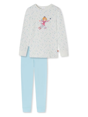Schiesser Pyjama crème/lichtblauw