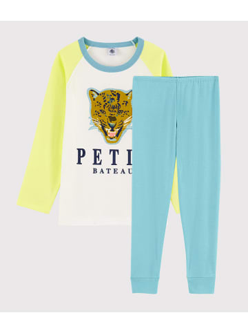 PETIT BATEAU Pyjama turquoise/wit/geel
