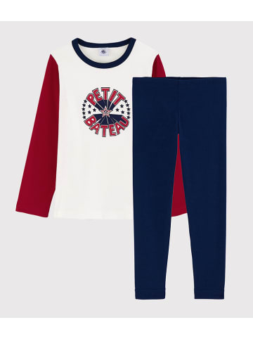PETIT BATEAU Pyjama donkerblauw/rood/wit