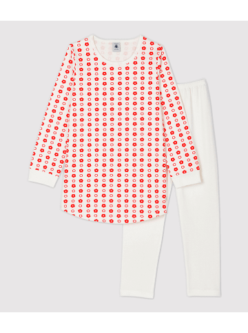 PETIT BATEAU Pyjama in Weiß/ Rot