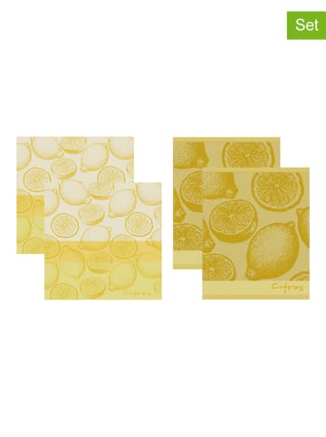 DDDDD 4-delige set: thee- en keukenhanddoeken geel