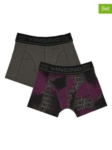 Vingino 2-delige set: boxershorts "Camou Text" kaki/paars