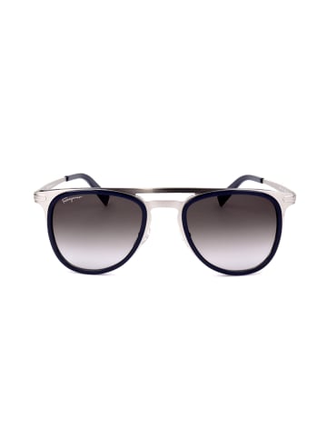 Salvatore Ferragamo Męskie okulary przeciwsłoneczne w kolorze srebrno-niebiesko-szarym