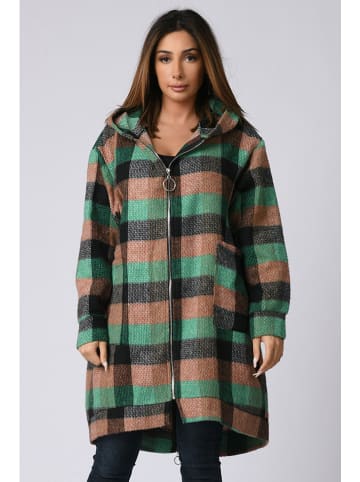 Plus Size Company Wollen mantel groen/bruin