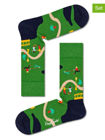 Happy Socks 2-delige set: sokken "Walk In The Park" groen