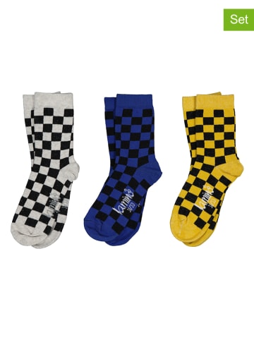 Lamino 3-delige set: sokken geel/blauw/lichtgrijs gemêleerd