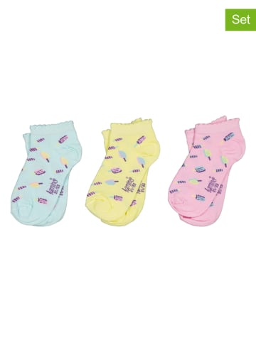 Lamino 3-delige set: sokken lichtblauw/geel/lichtroze