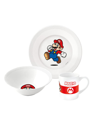 Super Mario 3-delige ontbijtset "Super Mario" wit/meerkleurig (verrassingsproduct)