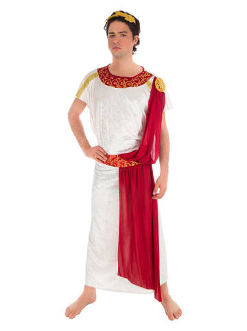 CHAKS 3-delig kostuum "Julius Caesar" wit/rood