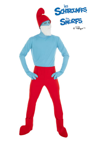 CHAKS 6-delig kostuum "Opa Smurf" lichtblauw/rood