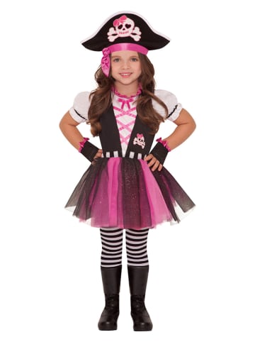 Amscan 4-delig kostuum "Piraat" roze/zwart