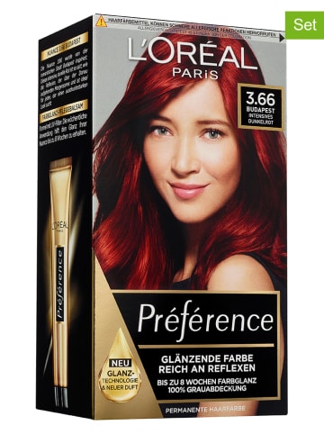 L'Oréal Paris 3er-Set: Haarfarben "Préférence - 3.66 Intensives Dunkelrot"