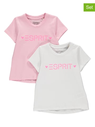 ESPRIT Koszulki (2 szt.) w kolorze białym i jasnoróżowym