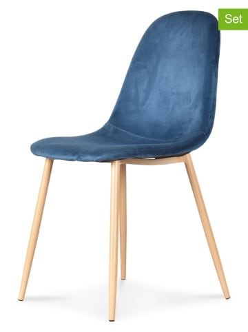 Deco Lorrie Krzesła (4 szt.) "Josef" w kolorze niebieskim - 44 x 86 x 50 cm