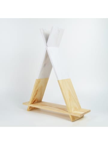 Woody Kid Store Wandregal "Triangle" in Weiß/ Natur - (B)38 x (H)45 x (T)10 cm