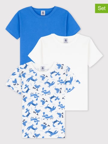 PETIT BATEAU 3-delige set: shirts blauw/wit