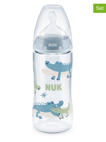 NUK 2-delige babyflessenset "First Choice+" lichtblauw/groen - 300 ml