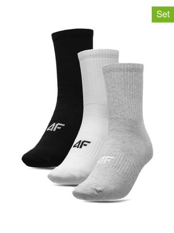 4F 3-delige set: sokken wit/zwart/grijs