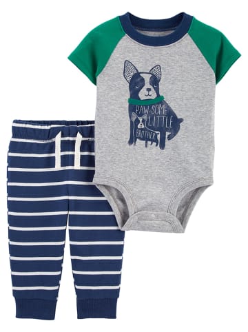 Carter's 2-delige outfit grijs/donkerblauw