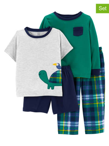 Carter's 2-delige set: pyjama's groen/grijs/donkerblauw