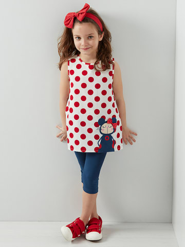 Deno Kids 2-delige outfit wit/rood/donkerblauw