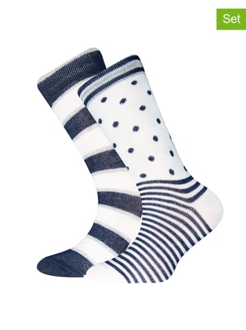 Sanetta 2-delige set: sokken wit/donkerblauw/lichtroze