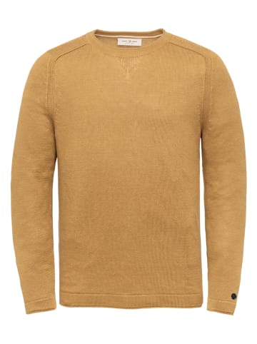 CAST IRON Lniany sweter w kolorze karmelowym