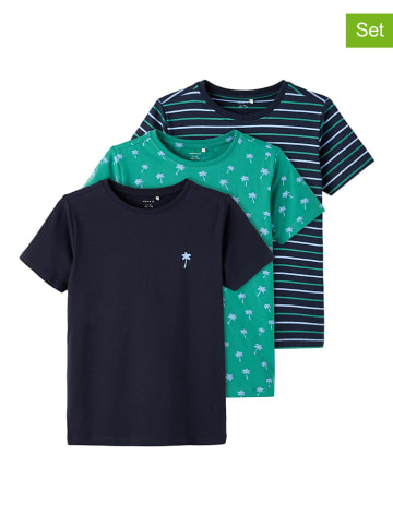 Name it 3-delige set: shirts "Duhr" donkerblauw/groen