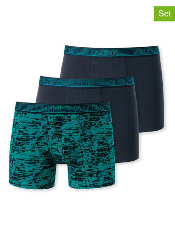 Schiesser 3-delige set: boxershorts donkerblauw/groen