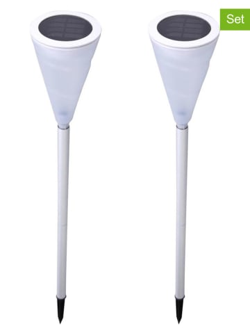 Lumijardin 2er-Set: LED-Solar-Gartenstecker "Creamy" in Weiß - (H)73 x Ø 10 cm