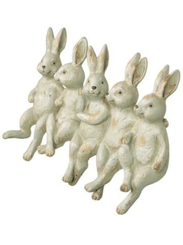 Clayre & Eef Decoratief figuur "Zittende konijnen" wit - (B)20 x (H)13 x (D)7 cm