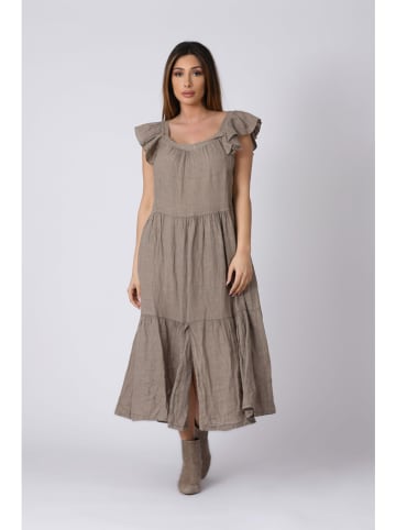 Plus Size Company Linnen jurk "Karen" taupe
