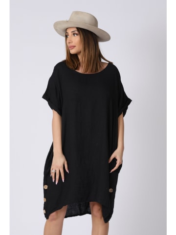 Plus Size Company Linnen jurk "Kassandra" zwart