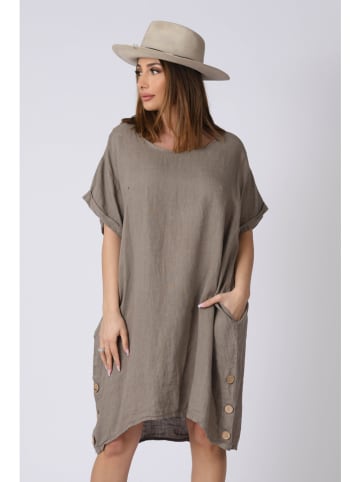 Plus Size Company Linnen jurk "Kassandra" taupe
