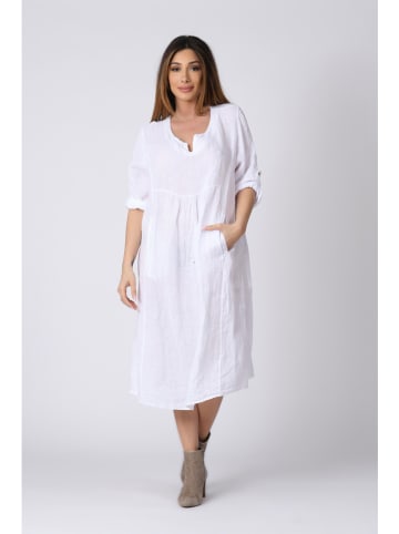 Plus Size Company Lniana sukienka "Kate" w kolorze białym