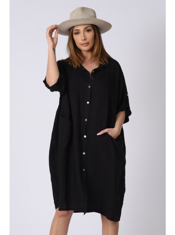 Plus Size Company Linnen jurk "Kathy" zwart